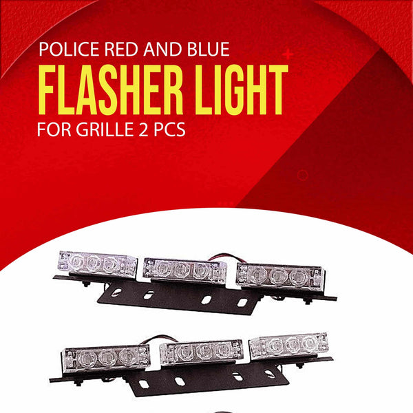 Police Red and Blue Flashers Light For Grille 2 pcs