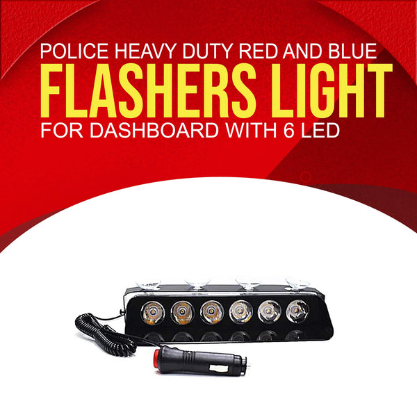 Police Heavy Duty Red and Blue Flashers Light For Dashboard WIth 6 LED - Code S6