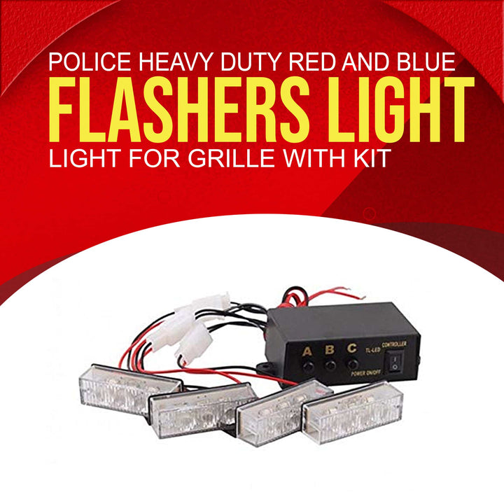 Police Heavy Duty Red and Blue Flashers Light For Grille with Kit