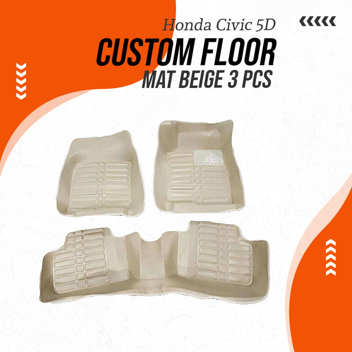 Honda Civic 5D Custom Floor Mat Beige 3 Pcs - Model 2016-2024