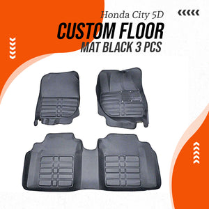 Honda City 5D Custom Floor Mat Black 3 Pcs 2008 - 2021