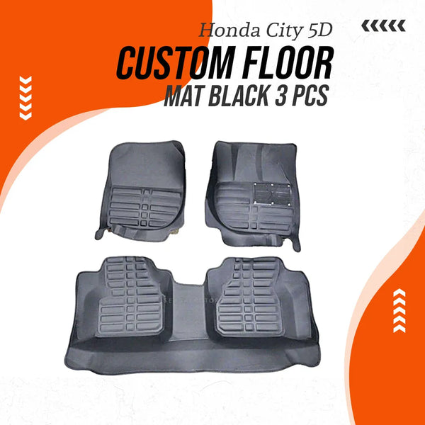 Honda City 5D Custom Floor Mat Black 3 Pcs - Model 2022-2023