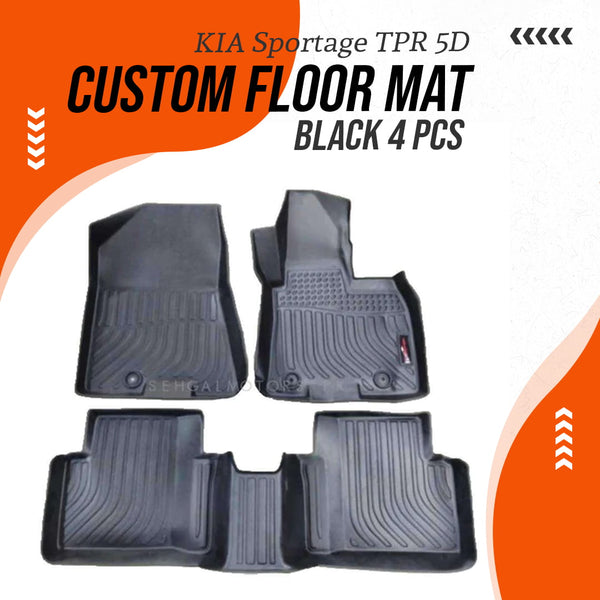 KIA Sportage TPR 5D Custom Floor Mat Black 4 Pcs - Model 2019-2024