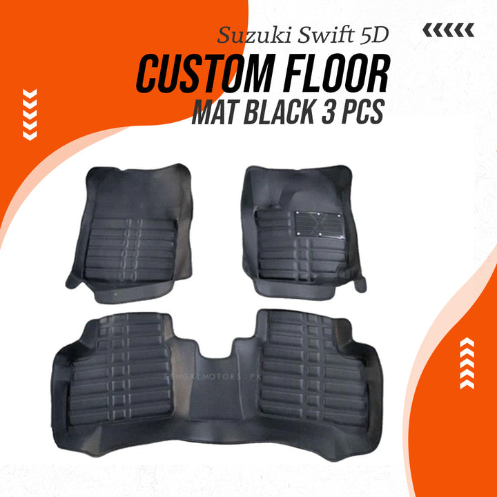 Suzuki Swift 5D Custom Floor Mat Black 3 Pcs - Model 2010-2021