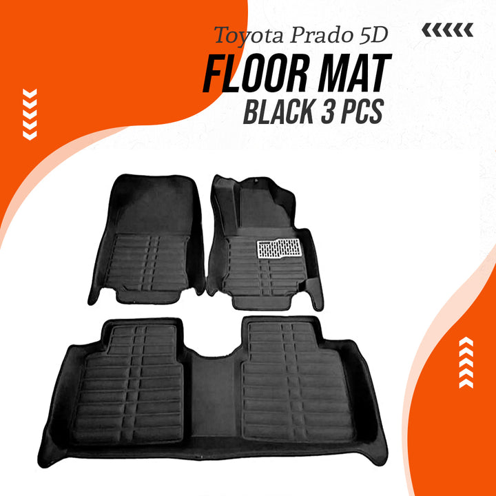 Toyota Prado 5D Floor Mat Black 3 Pcs - Model 2009-2021