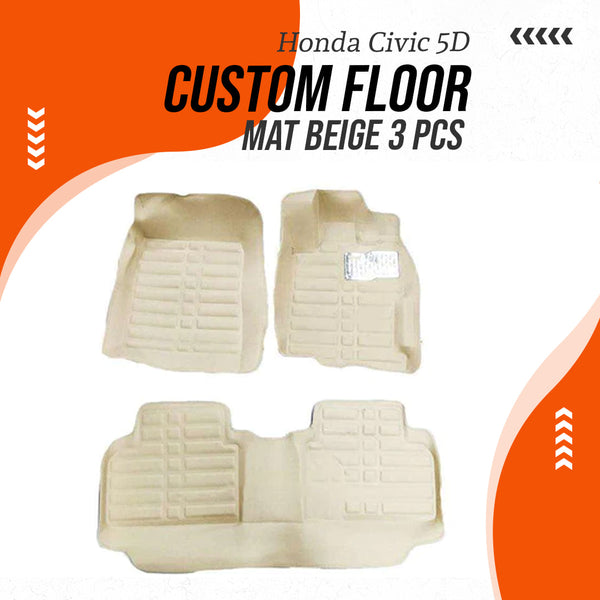 Honda Civic 5D Custom Floor Mat Beige 3 Pcs - Model 2012-2016