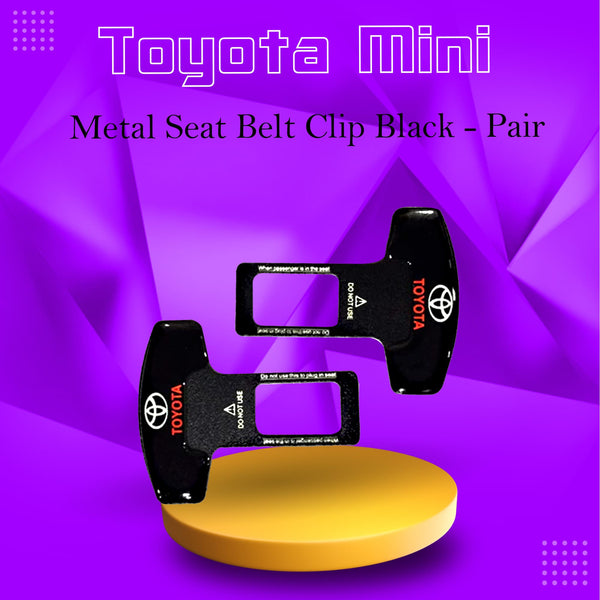 Toyota Mini Metal Seat Belt Clip Black - Pair