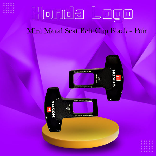 Honda Mini Metal Seat Belt Clip Black - Pair