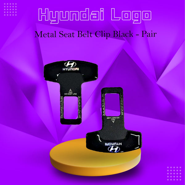 Hyundai Metal Seat Belt Clip Black - Pair