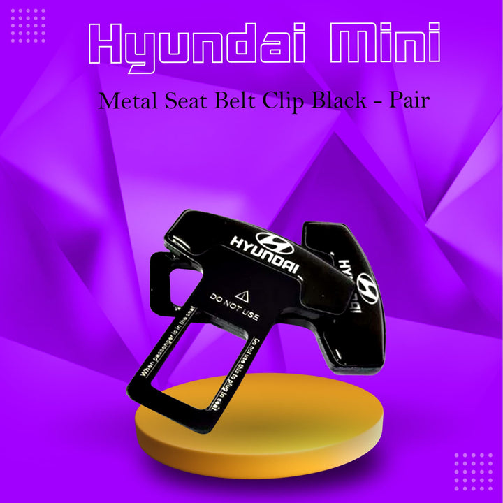 Hyundai Mini Metal Seat Belt Clip Black - Pair