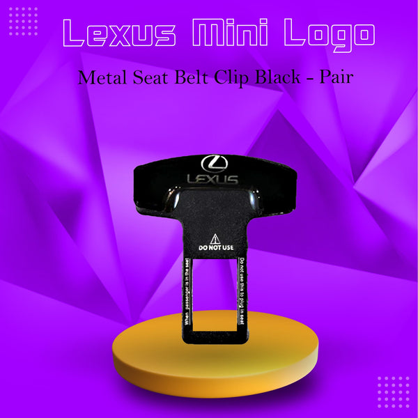 Lexus Mini Metal Seat Belt Clip Black - Pair