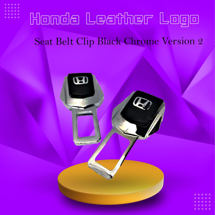 Honda Leather Logo Seat Belt Clip Black Chrome Version 2