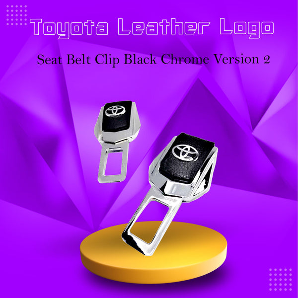 Toyota Leather Logo Seat Belt Clip Black Chrome Version 2