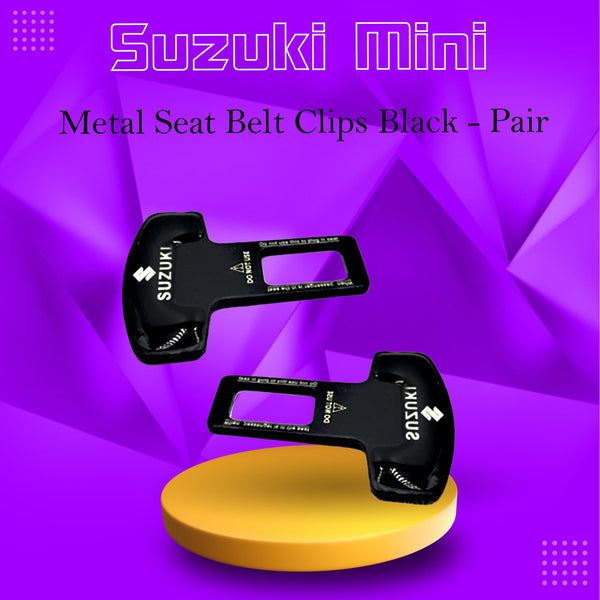 Suzuki Mini Metal Seat Belt Clips Black - Pair