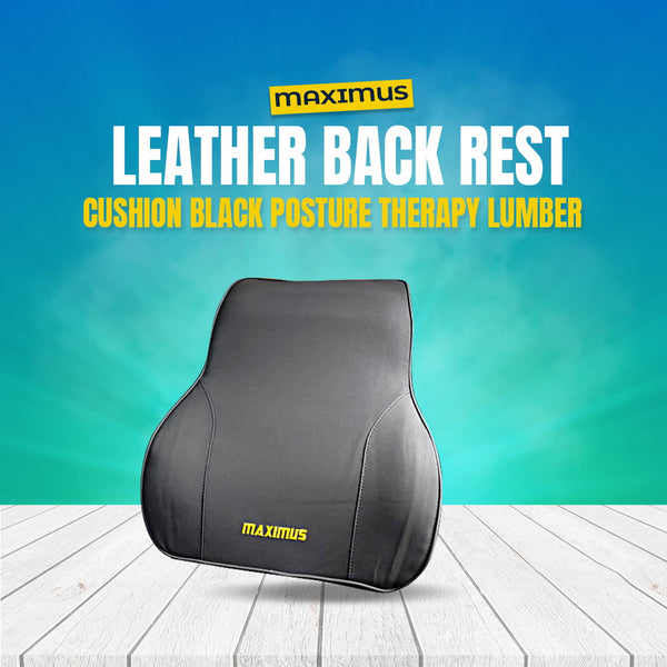 Maximus Leather Back Rest Cushion Black Posture Therapy Lumber