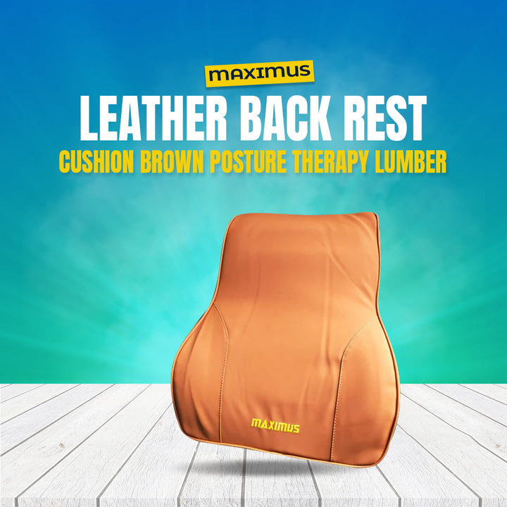 Maximus Leather Back Rest Cushion Brown Posture Therapy Lumber