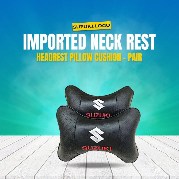 Suzuki Logo Imported Neck Rest Headrest Pillow Cushion - Pair