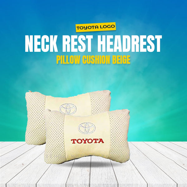 Toyota Logo Premium Neck Rest Headrest Pillow Cushion Beige Colour