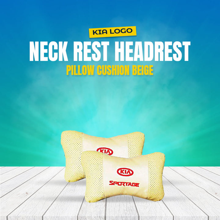 KIA Logo Neck Rest Headrest Pillow Cushion Beige