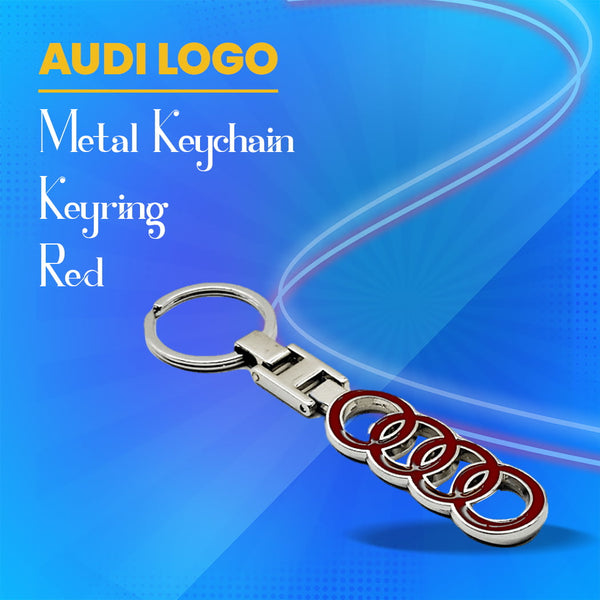 Audi Logo Metal Keychain Keyring - Red