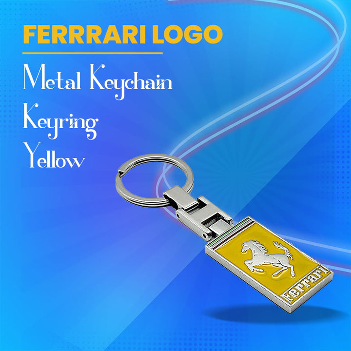 Ferrrari Metal Keychain Keyring - Yellow