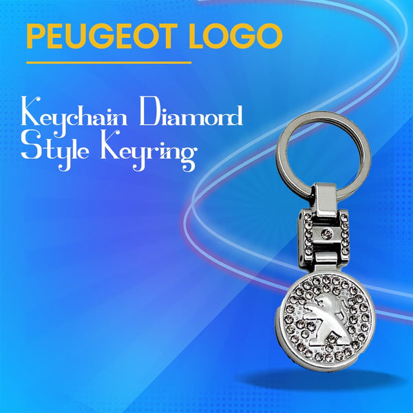 Peugeot Logo Keychain Diamond Style Keyring