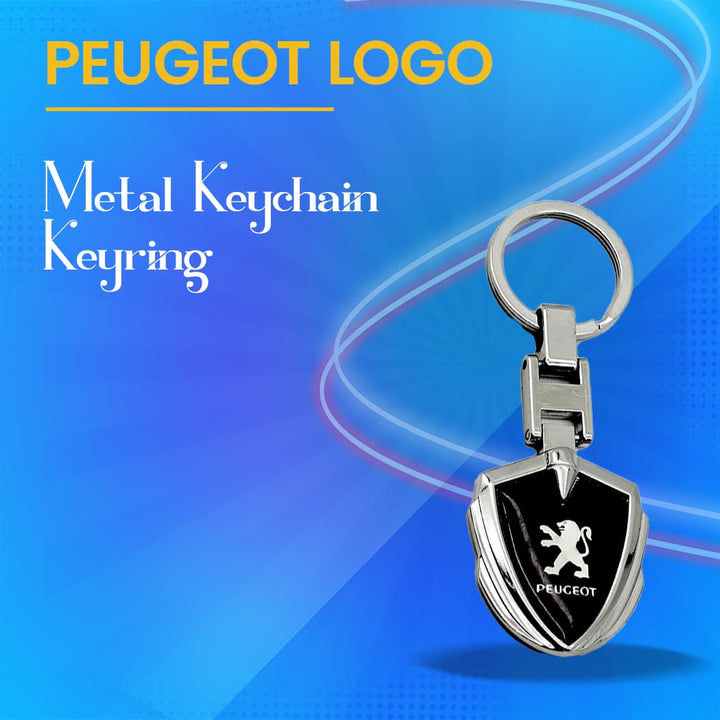 Peugeot Metal Keychain Keyring - Black And Chrome