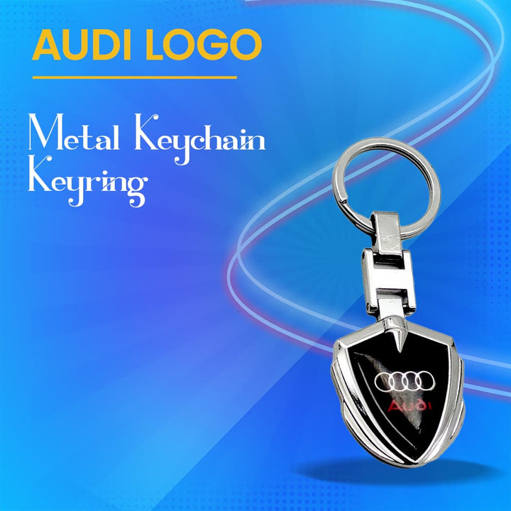 Audi Metal Keychain Keyring - Black And Chrome