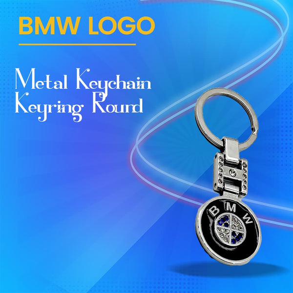 BMW Metal Keychain Keyring Round - Black And Chrome