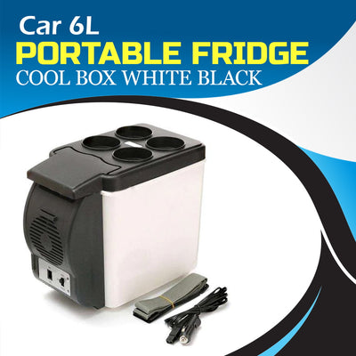 Car 6L Portable Fridge Cool Box White Black
