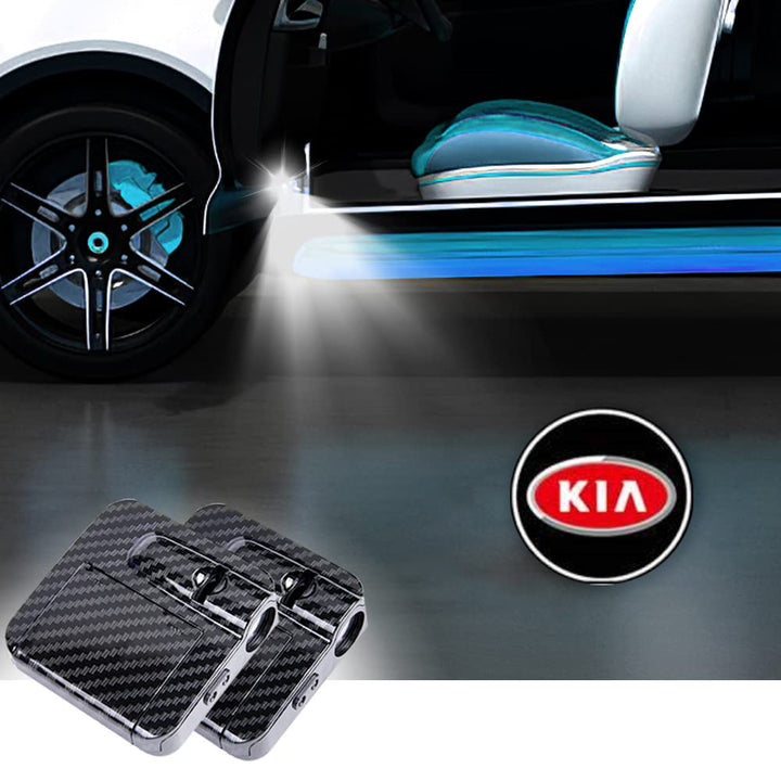 KIA Wireless Ghost Shadow Welcome Logo LED Light Door Projectors 2 Pcs - Powered by AA Batteries ( Not included)