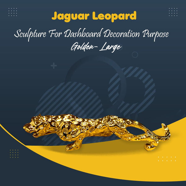 Jaguar Leopard Sculpture For Dashboard Decoration Purpose Large - Golden