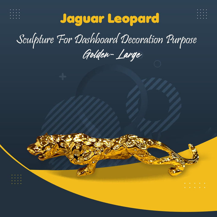 Jaguar Leopard Sculpture For Dashboard Decoration Purpose Large - Golden