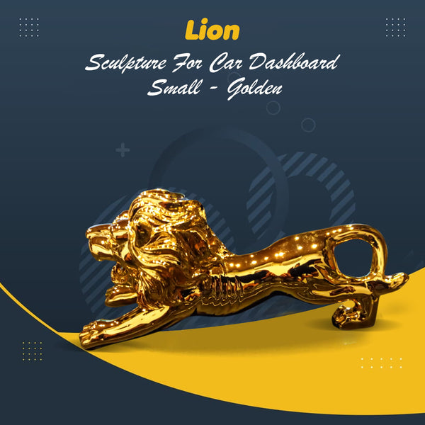 Lion Sculpture For Car Dashboard Small - Golden