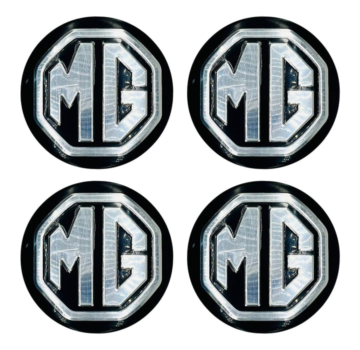 MG Logo Wheel Cap Black With Chrome - 4 Pcs - Center Hub Badge