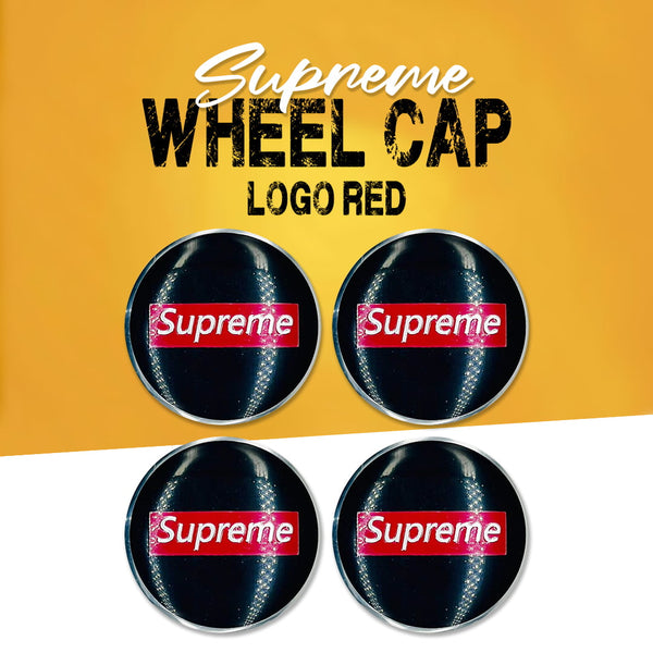 Supreme Wheel Cap Logo Red - 4 Pc - Center Hub Badge