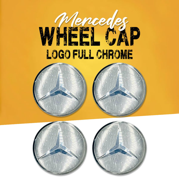 Mercedes Wheel Cap Logo Full Chrome - 4 Pieces - Center Hub Badge