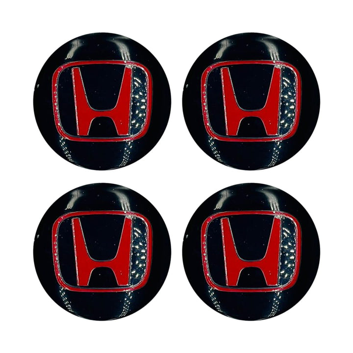 Honda Wheel Cap Logo Red And Black - 4 pieces - Center Hub Badge