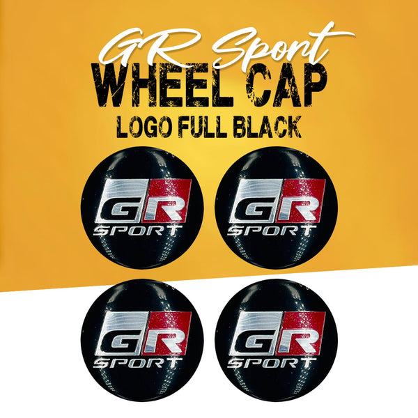 GR Sport Wheel Cap Logo Full Black - 4 Pieces - Center Hub Badge