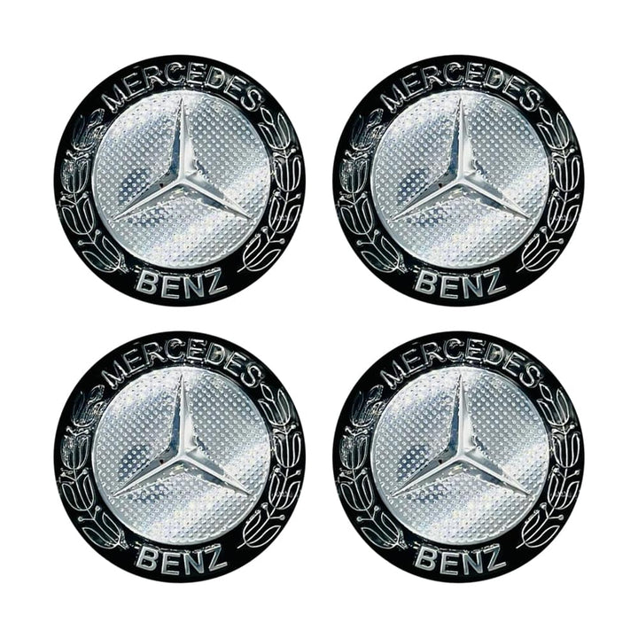 Mercedes Benz Wheel Cap Logo Black Color - 4 Pieces - Center Hub Badge