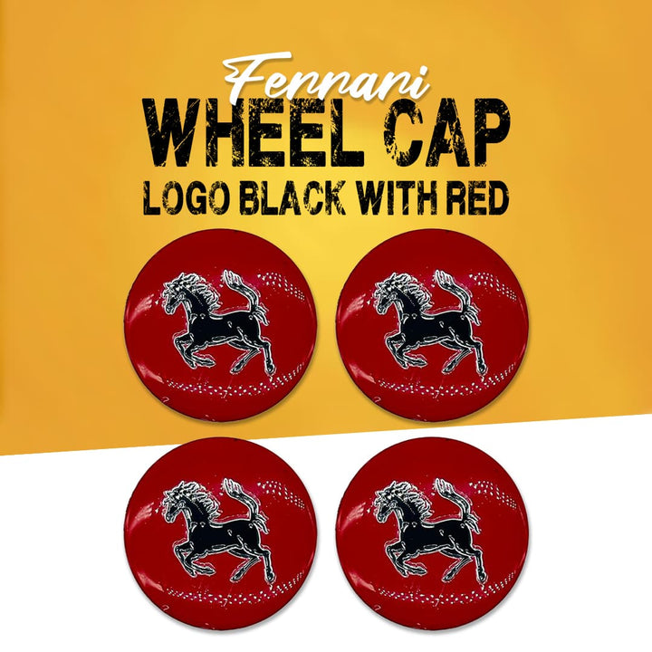 Ferrari Logo Wheel Cap Logo Black With Red - 4 Pieces - Center Hub Badge