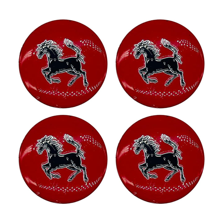 Ferrari Logo Wheel Cap Logo Black With Red - 4 Pieces - Center Hub Badge