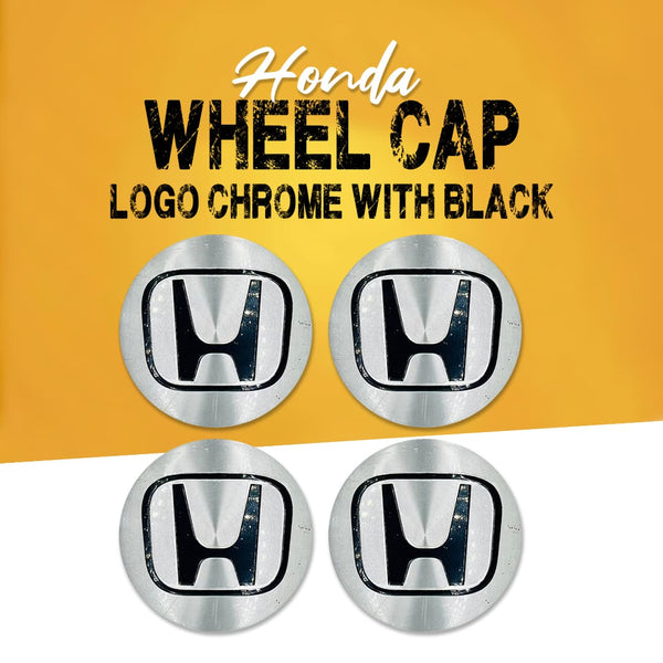 Honda Wheel Cap Logo Chrome With Black - 4 Pieces - Center Hub Badge