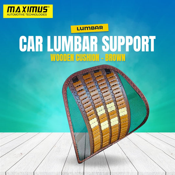 Car Lumbar Support Wooden Cushion - Brown