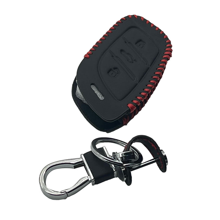 MG HS Leather Key Cover 3 Buttons with Key Chain Ring Black - Model 2020-2021