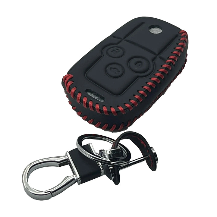 Honda Civic Leather Key Cover 3 Buttons with Key Chain Ring Black - Model 2011-2013