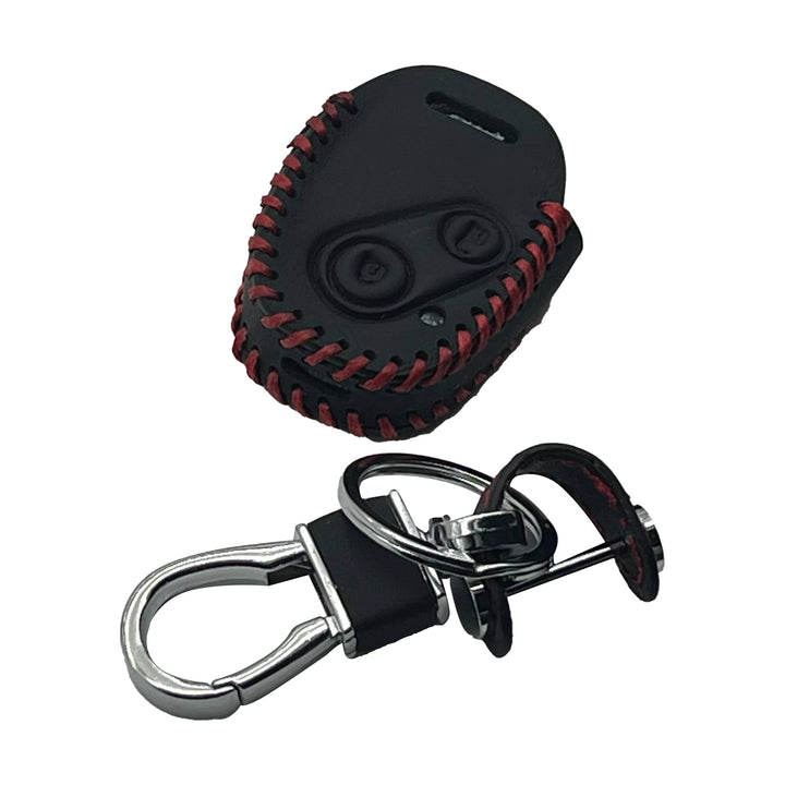 Honda City / Honda Civic Leather Key Cover 2 Button with Random Key Chain Ring Black