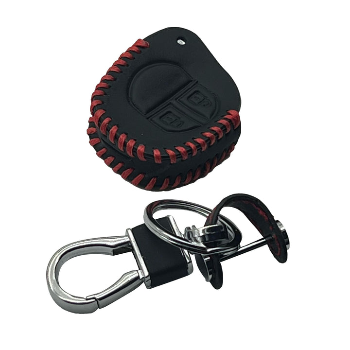 Suzuki Swift / Suzuki Cultus / Suzuki Wagon R / Suzuki Liana / Suzuki Leather Key Cover 2 Button with Key Chain Ring Black