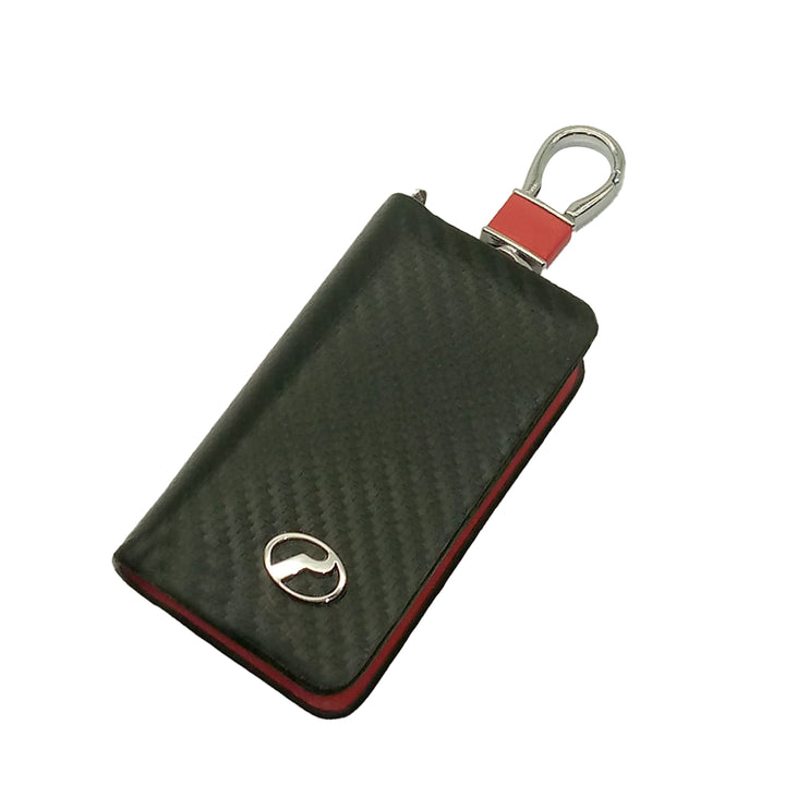 Perodua Zipper Key Cover Pouch Carbon Fiber with Keychain Ring