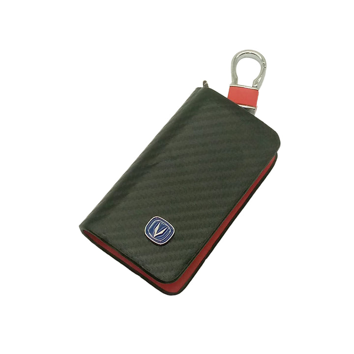 Changan Zipper Key Cover Pouch Carbon Fiber with Keychain Ring